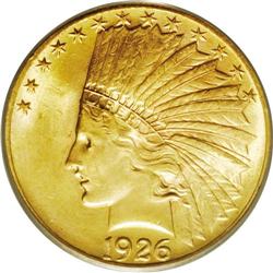 1926 $10 MS64 PCGS. This highly lustrous near-Gem exhi