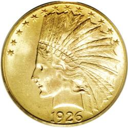 1926 $10 MS64 PCGS. Copper-gold patina with highpoint