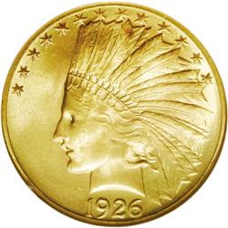 1926 $10 MS65 NGC. Both sides exhibit a soft, frosted