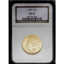 1932 $10 MS62 NGC. Lustrous and richly toned with good