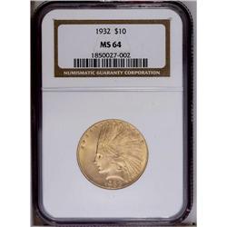 1932 $10 MS64 NGC. A lovely, near-Gem example of this