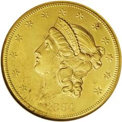 1854-S $20 --Damaged--ANACS. MS60 Details. The obverse