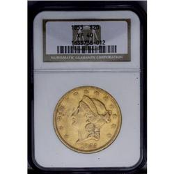 1855 $20 XF40 NGC.From The Steve Glenn Collection.
