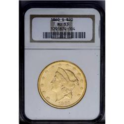 1860-S $20 AU53 NGC.From The Steve Glenn Collection.