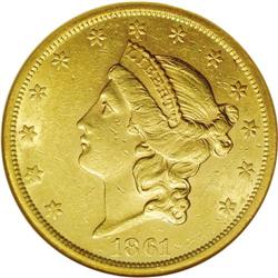 1861-S $20 Paquet AU58 NGC. Anthony Paquet was fond of