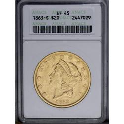 1863-S $20 XF45 ANACS.From The Steve Glenn Collection.