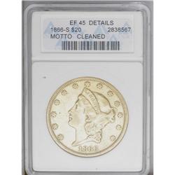 1866-S $20 Motto--Cleaned--ANACS. XF45 Details. A hars
