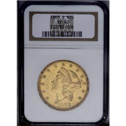 1868-S $20 XF40 NGC.From The Steve Glenn Collection.