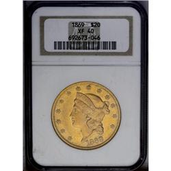 1869 $20 XF40 NGC.From The Steve Glenn Collection.
