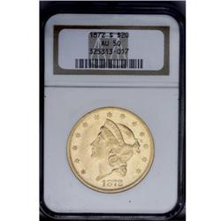 1872-S $20 AU50 NGC.From The Steve Glenn Collection.