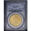 Image 3 : 1873 $20 Open 3 MS62 PCGS. Luscious, lustrous copper-g
