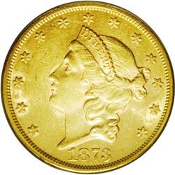 1873-S $20 Open 3 AU58 PCGS. The Open 3 1873-S is a sc