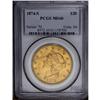 Image 1 : 1874-S $20 MS60 PCGS. Several light to moderate contac