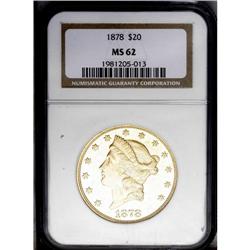 1878 $20 MS62 NGC. Breen-7270. The reverse is die trip