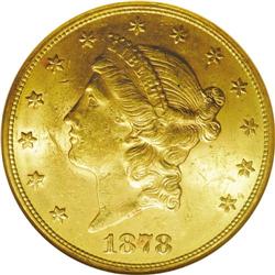 1878-S $20 MS62 NGC. This appealing S-mint double eagl