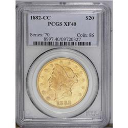 1882-CC $20 XF40 PCGS.From The Steve Glenn Collection.
