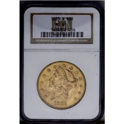 1883-S $20 MS61 NGC.From The Steve Glenn Collection.
