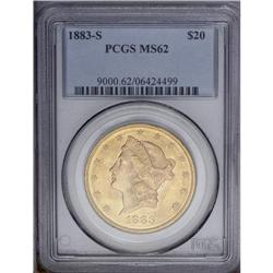 1883-S $20 MS62 PCGS. A lustrous example with a very g