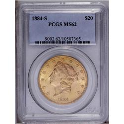 1884-S $20 MS62 PCGS. Well defined motifs, with soft l