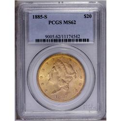 1885-S $20 MS62 PCGS. Razor-sharp striking details and