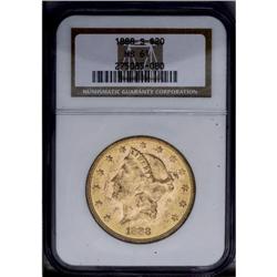 1888-S $20 MS61 NGC.From The Steve Glenn Collection.