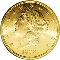 1892-S $20 MS63 PCGS. As close to fully defined as one