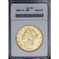 1893-CC $20 AU55 ANACS.From The Steve Glenn Collection