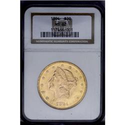 1894 $20 MS62 NGC.From The Steve Glenn Collection.