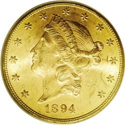 1894-S $20 MS63 PCGS. Although examples at this grade