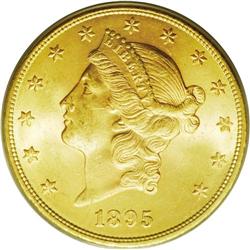 1895 $20 MS64 PCGS. This is an impressive near-Gem wit