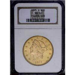 1895-S $20 MS62 NGC.From The Steve Glenn Collection.