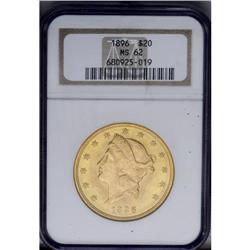 1896 $20 MS62 NGC. The surfaces of this coin possess p