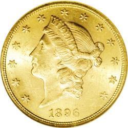 1896 $20 MS64 NGC. Beautiful copper-gold surfaces comp