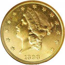 1898-S $20 MS64 Prooflike NGC. The Prooflike appellati