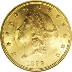 1899-S $20 MS64 NGC. This coin shows a weak strike on