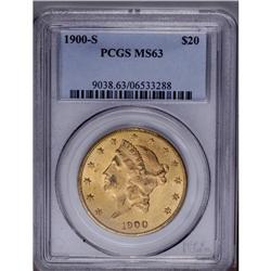 1900-S $20 MS63 PCGS. Richly toned with scintillating