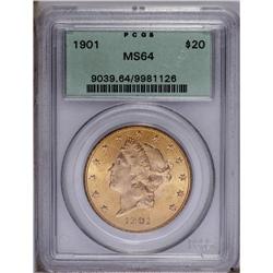 1901 $20 MS64 PCGS. One of the more common dates in th
