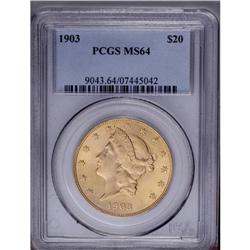 1903 $20 MS64 PCGS. Pleasing luster and lovely apricot