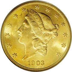 1903-S $20 MS64 PCGS. The 1903-S is easily one of the