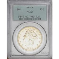 1904 $20 MS62 PCGS. A thoroughly lustrous and nicely s