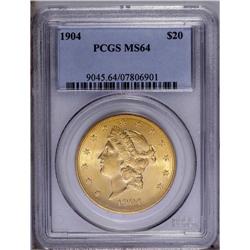 1904 $20 MS64 PCGS. Notable for its rich golden color