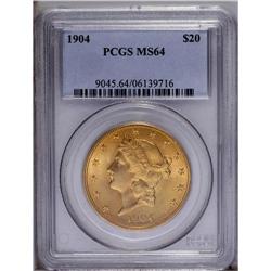 1904 $20 MS64 PCGS. An uncommonly attractive example o