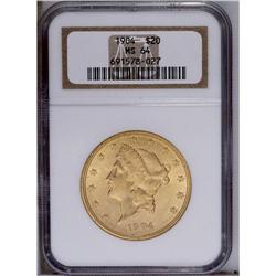 1904 $20 MS64 NGC. Sharply struck, with bright, aprico