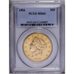 1904 $20 MS64 PCGS. While the portrait is nearly immac
