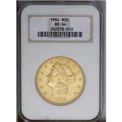 1904 $20 MS64 NGC. Holding this coin under a lamp, the