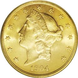 1904 $20 MS65 PCGS. Without a doubt, this is the singl