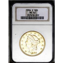 1904-S $20 MS62 NGC.From The Steve Glenn Collection.
