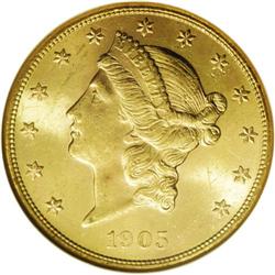 1905-S $20 MS63 NGC. Another in an impressive run of S