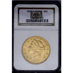 1907 $20 LIBERTY MS62 NGC.From The Steve Glenn Collect