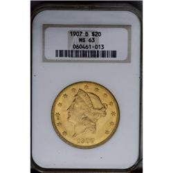 1907-D $20 MS63 NGC.From The Steve Glenn Collection.